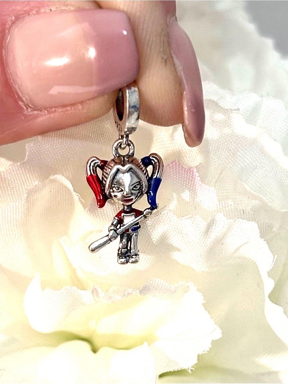 Sterling Silver Harley Quinn Bracelet Charm